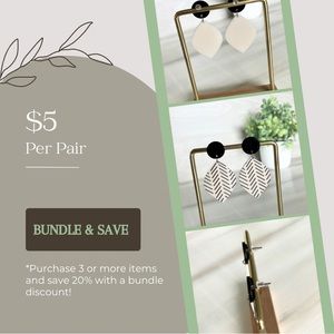 NEW Dangle Earrings | Boho | Leaf | Post-back |Black and white